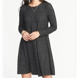 Old Navy XXL NEW Long Sleeve Coal Smoke Knit Swing Dress Plus